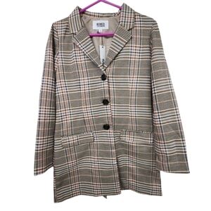 BB Dakota NWT Long Plaid Blazer Size Small
